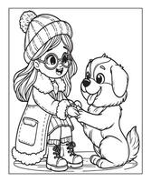 Dog Coloring Page For Girls vector