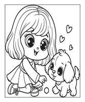 Dog Coloring Page For Girls vector