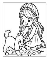 Dog Coloring Page For Girls vector