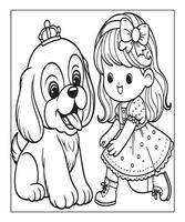 Dog Coloring Page For Girls vector