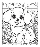 página para colorear de perros para niños vector