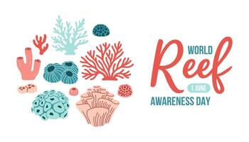 World Reef Awareness Day design template for celebration. World Reef Day design for banner, poster, postcard vector