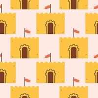Summer sand castle pattern. Flat seamless pattern. Simple sand castle. Cartoon design. Flat illustration isolated. vector