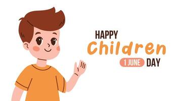 International childrens day. Illustration of happy childrens day background with happy kid for poster, banner, card. vector