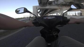 A point of view of driving by bike at Kachidoki avenue in Tokyo video