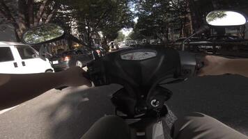 A point of view of driving by bike at Omotesando street in Tokyo video