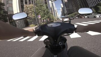 A point of view of driving by bike at the city street in Tokyo video