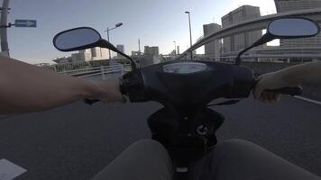 A point of view of driving by bike at Wangan avenue in Tokyo video