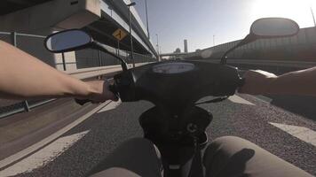 A point of view of driving by bike at Wangan avenue in Tokyo video