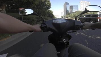 A point of view of driving by bike at Aoyama avenue in Tokyo video