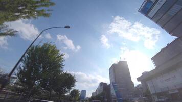 A moving cityscape at the urban city in Tokyo by low angle video