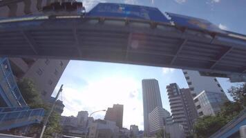 A moving cityscape at the urban city in Tokyo by low angle video