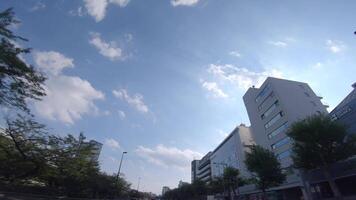 A moving cityscape at the urban city in Tokyo by low angle video