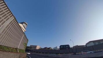 A POV shot of highway at in Japan by low angle video