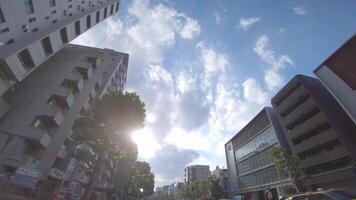 A moving cityscape at the downtown in Tokyo by low angle video