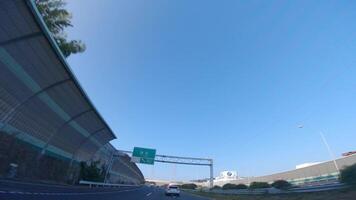 A POV shot of highway at in Japan by low angle video