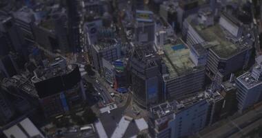 A miniature cityscape near Shibuya station in Tokyo high angle wide shot tiltshift video