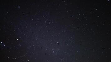 A timelapse of starry sky at night in Morocco wide shot panning video