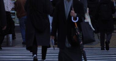 a piedi persone corpo parti a il attraversamento nel Shinjuku tokyo piovoso giorno video