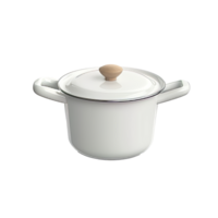 Elegant white ceramic cooking pot with lid isolated in a bright studio setting png