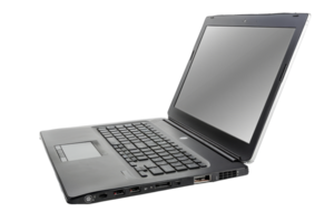 elegante il computer portatile in bilico per produttività, isolato png