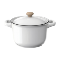 élégant blanc céramique cuisine pot avec couvercle isolé dans une brillant studio réglage png