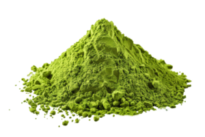 Verdant hill of pure matcha tea powder isolated on transparent background png