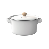 Elegant white ceramic cooking pot with lid isolated in a bright studio setting png