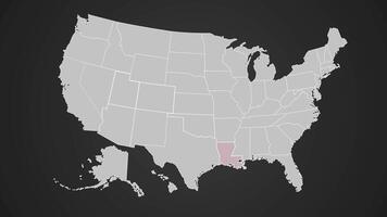 Louisiana blinking red USA map motion graphics animation video