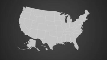 South Dakota on USA map red outline shape blinking animation video