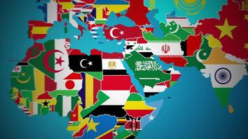Saudi Arabia with flag country nation outline world map motion graphics video
