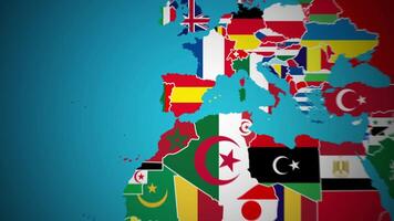 Espagne avec drapeau pays nation contour monde carte mouvement graphique animation sept video