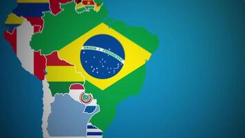 paraguay avec drapeau pays nation contour monde carte mouvement graphique animation video