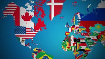 Canada with flag country nation outline world map motion graphics animation video