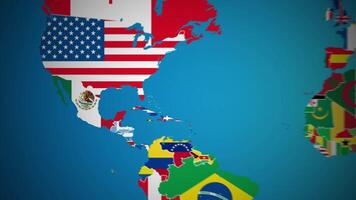 Mexico with flag country nation outline world map motion graphics animation video