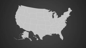 Nebraska on USA map red outline shape blinking animation video