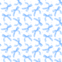 Coquette seamless pattern Blue ribbon bow watercolor preppy repeat background png