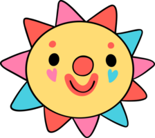 Groovy Clown Sun, clowncore doodle png