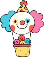 Groovy Clown Hot Air Balloon, clowncore doodle png