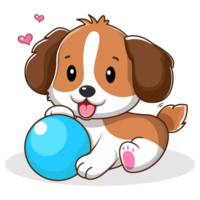 une mignonne chiot avec une bleu Balle png