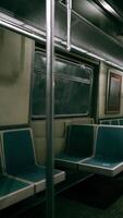 empty metal subway train in urban Chicago video
