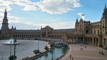 Plaza de Espana Spain square in Seville, Andalusia, Spain. Panoramic view of old city Sevilla, Andalucia photo