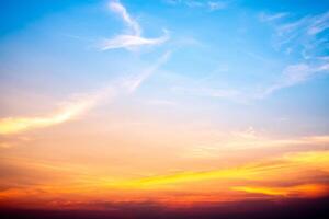 Beautiful , luxury soft gradient orange gold clouds and sunlight on the blue sky perfect for the background, take in everning,Twilight, Large size, high definition landscape photo