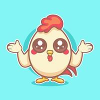 kawaii chicken animal character mascot cartoon with confused expression vector