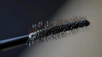 A closeup mockup of a mascara wand with perfectly defined lashes, emphasizing the products precision photo