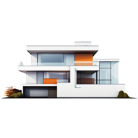 A double story house with modular design isolated on transparent background png