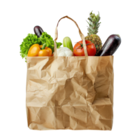 des légumes dans une marron papier sac isolé sur transparent Contexte png