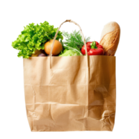 vegetables in a brown paper bag isolated on transparent background png