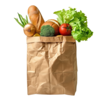 vegetales en un marrón papel bolso aislado en transparente antecedentes png