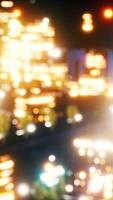 defocused bokeh of cityscape at twilight time video